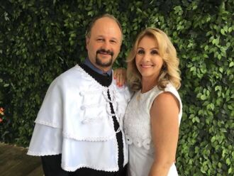 Diretor da Fasurgs Â  Celso Luiz Rigo e sua esposa Rosane Rigo, por ocasiÃ£o da solenidade de formatura no Gran Palazzo.