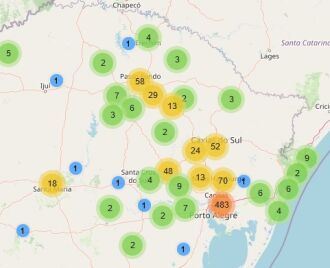 Mapa do coronavírus (SES-RS)