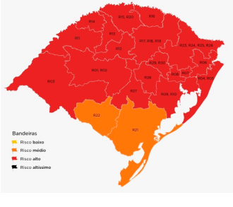 Apenas Bagé e Pelotas ficaram com bandeira laranja (Imagem: Divulgação)