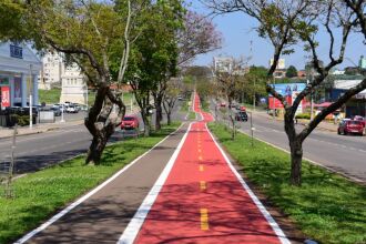  2.700 metros da ciclovia foram pintados (Foto: Diogo Zanatta/Divulgação PMPF)