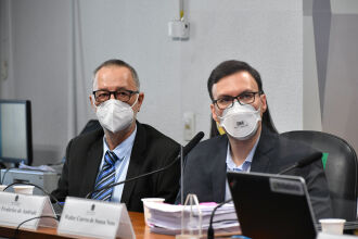 O beneficiário da Prevent Senior, Tadeu Frederico de Andrade e o ex-médico da operadora Walter Correa de Souza Neto prestam depoimento (Foto: Leopoldo Silva/Agência Senado)