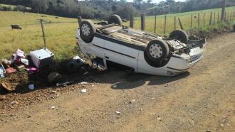 Motorista perdeu o controle e capotou