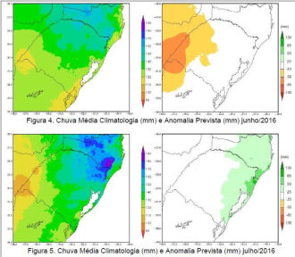 Climatologia com previsão de frentes frias e de chuva nos meses de inverno