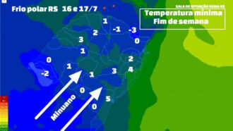 Vento soprará de sudoeste e é conhecido como Minuano no RS