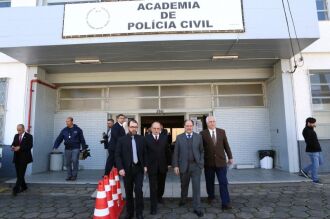 Governador José Ivo Sartori e secretário da Segurança Pública, Wantuir Jacini, participaram da Aula Inaugural do curso de formação dos 224 novos agentes da Polícia Civil.