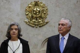 O presidente Michel Temer e a presidente do Supremo Tribunal Federal, Cármen Lúcia, participam da sessão especial de abertura do ano Judiciário 2018