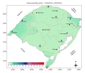 Mapa do clima de sexta (13) a segunda, 19 de abril