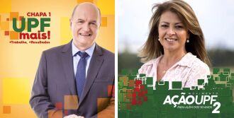 Candidatos a Reitor: Agenor de Meira Júnior (chapa 1); Bernadete Dalmolin (chapa 2)