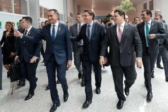 O presidente Jair Bolsonaro durante inauguração do novo terminal de passageiros do Aeroporto Internacional de Macapá