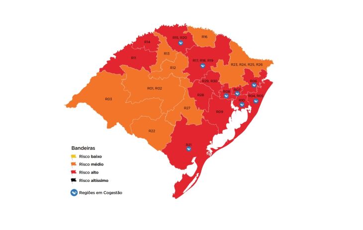 13 regiões do estado foram consideradas como de alto risco (Imagem: Divulgação)