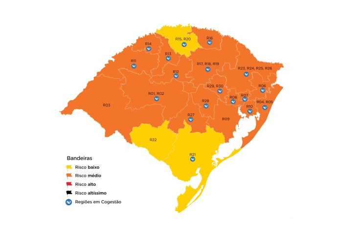 Bagé, Palmeira das Missões e Pelotas passaram para bandeira amarela (Imagem: Divulgação)