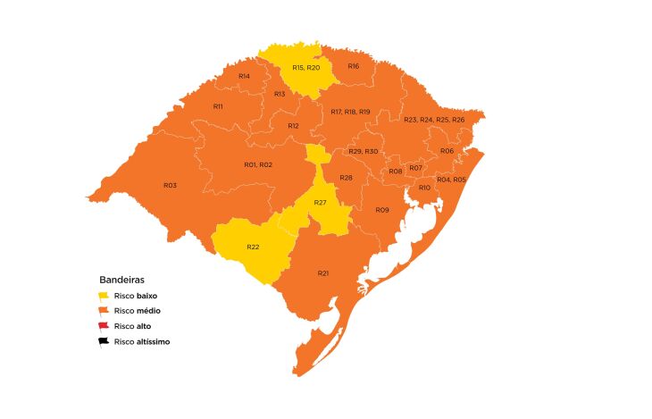 Três regiões do estado estão em bandeira amarela  (Imagem: Divulgação)