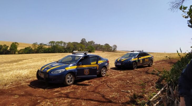 Durante dois dias os policiais realizaram buscas para prender os traficantes que se esconderam em uma mata (Foto: Divulgação/PRF)