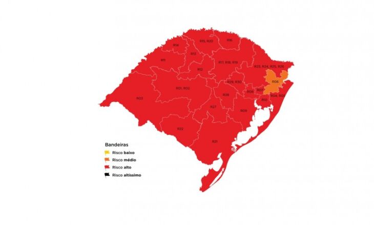 20 regiões ficaram em em bandeira vermelha (Imagem: Divulgação)