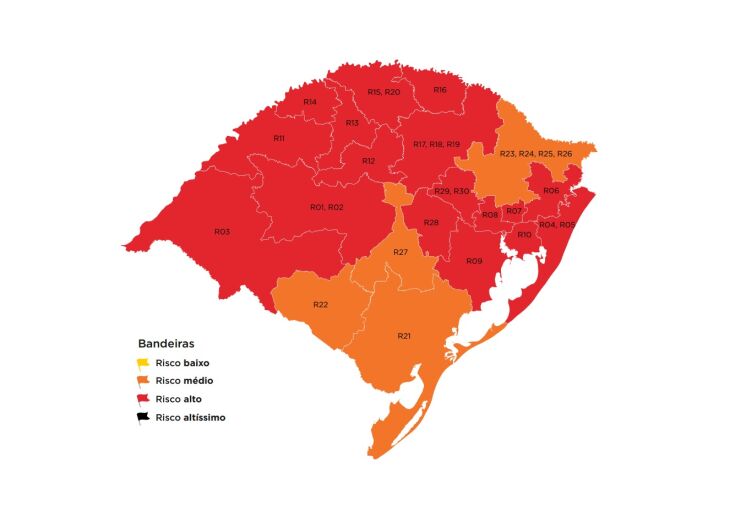 Quatro regiões do estado estão com bandeira laranja (Imagem: Divulgação)