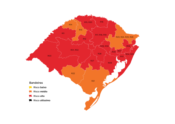 Cinco regiões estão em bandeira laranja (Imagem: Divulgação)