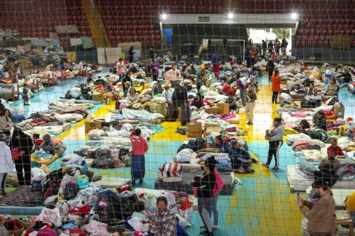 Cerca de 300 pessoas foram abrigadas no Ginásio Municipal de São Leopoldo -Foto- Gustavo Mansur/Secom)