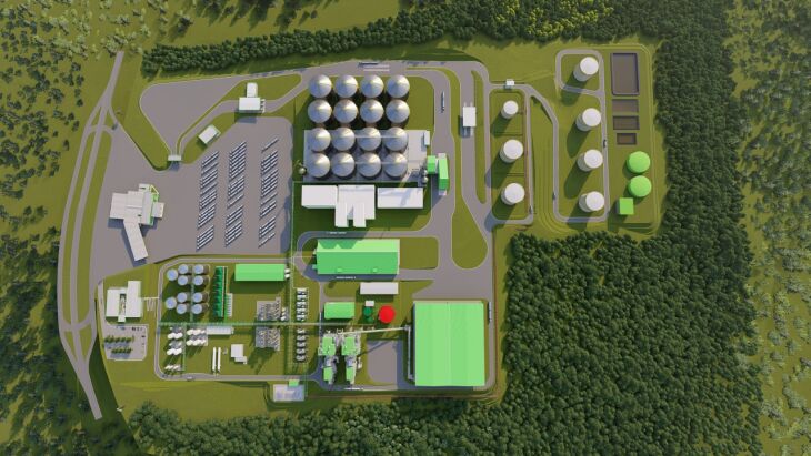 A usina será flexível para a produção de etanol anidro (que pode ser adicionado na gasolina), ou hidratado (consumo direto), e terá capacidade de 209 milhões de litros/ano, o que equivale a 20% da demanda do Rio Grande do Sul.- Imagem/Divulgação Be8