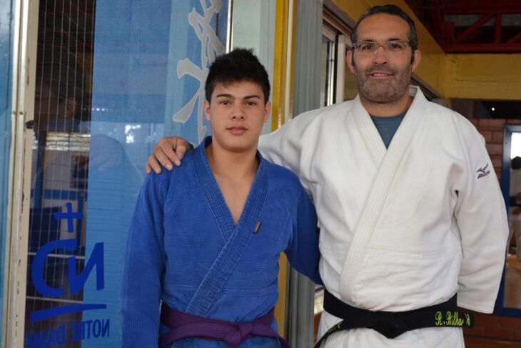 Alexandre Meneghini e o sensei Rodrigo Bilhar