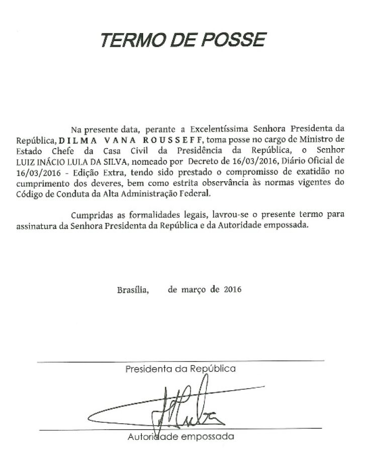 Documento divulgado pela Secom Crédito: 