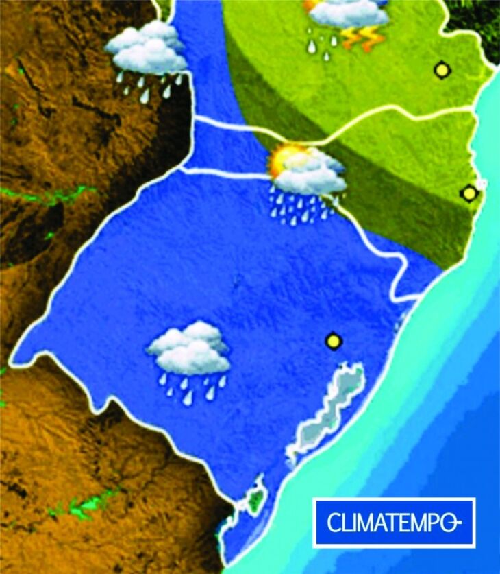 A previsão é de chuva até quarta-feira (6) em todas as regiões do Estado