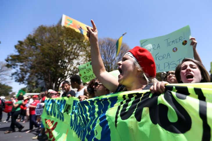 Protesto realizado esta manhã em Brasília