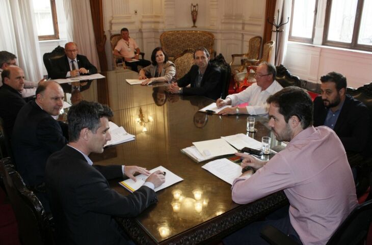 Reunião com o secretário Márcio Biolchi e o coordenador da Defesa Civil Estadual, Alexandre Martins de Lima -