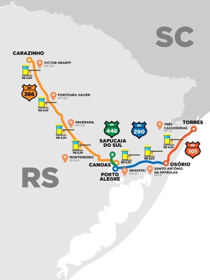 Mapa das rodovias federais que serão concedidas à iniciativa privada